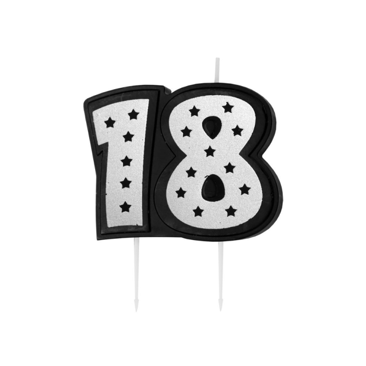 Świeczka urodzinowa OSIEMNASTKA Silver RAVI